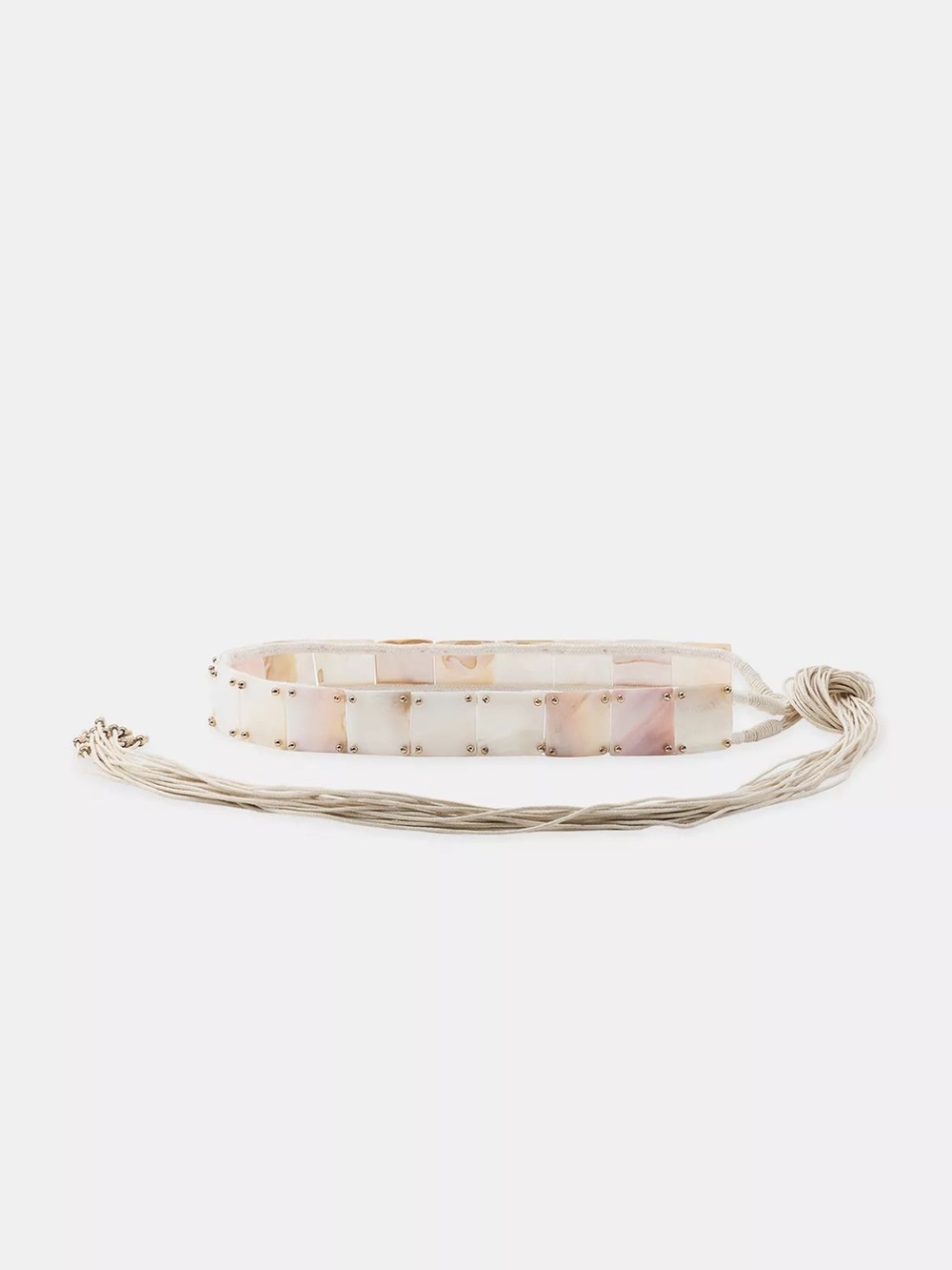 Zara Beaded Waist Belt — Cream and Pink Accents